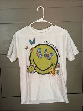 Zara SmileyWorld White Kids Short Sleeve Graphic Tee with Yellow Smiley